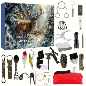 Survival Advent Calendar Set - 24-Day Christmas Countdown Calendar, 24 Days Of Camping Survival Gear - A Must-Have For Outdoor Adventure Enthusia (Option: Attribute1)