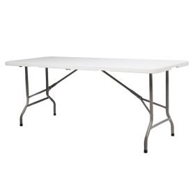 Lightweight Plastic Folding Rectangular Table For Outdoor Lounging (Color: White)